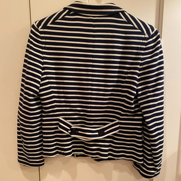 Tory Burch Navy Kamilla Striped Tailored Jacket - Picture 3 of 5